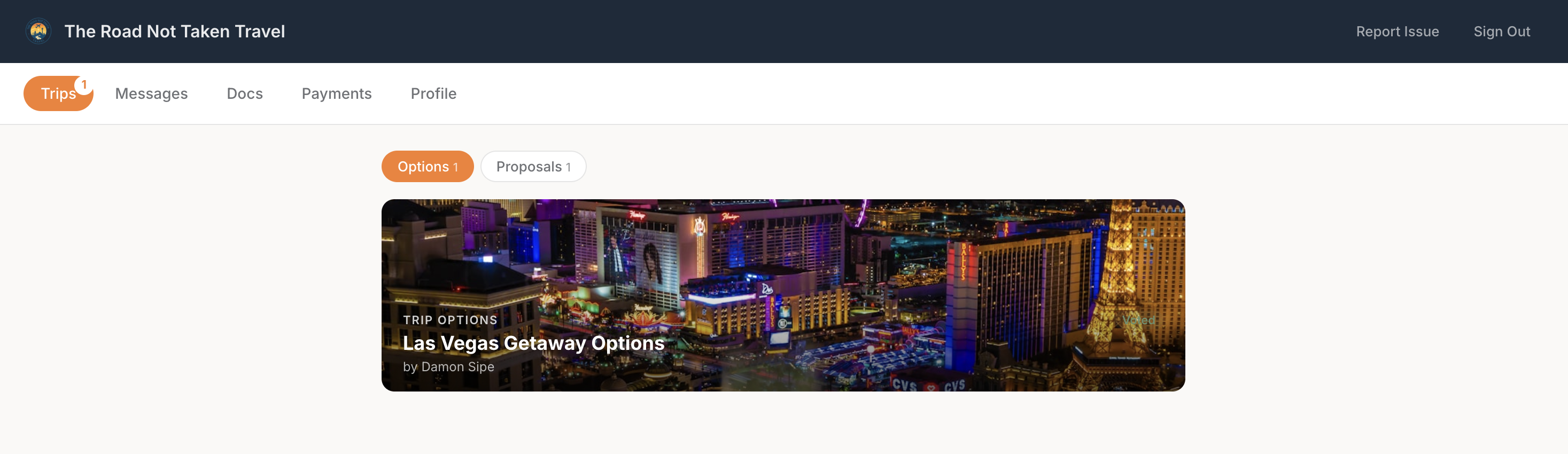 FORGE Client Portal showing trips, messages, and documents